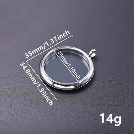 1Pc Stainless Steel Openable Glass Coin Bezel Cremation Urn Locket Pendant Round Reliquary Picture Medaillon кулон Jewelry