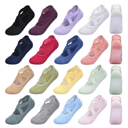 Women Non-Slip Yoga Socks Silicone Indoor Cotton Bandage Backless Pilates Fitness Sock Ladies Ballet Dance Sports Grippers Socks