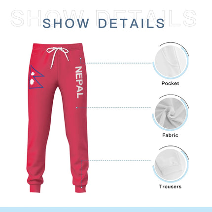 Mens Sweatpants Nepal Flag Pants with Pockets Joggers Soccer Football Multifunction Sports Sweat With Drawstring