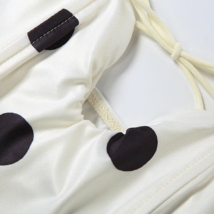 Weird Puss Polka Dot Strapless Tank Top Women Lace-Up Hollow Backless Sexy Summer Trend Hottie Wild Classic Skinny Streetwear