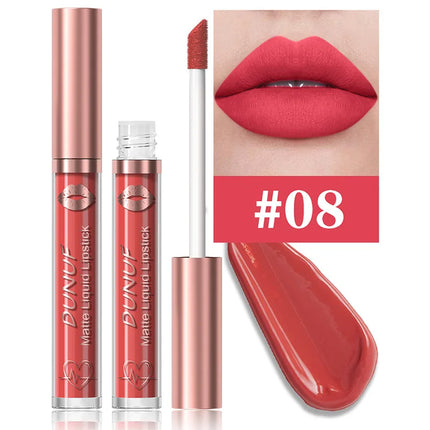 DUNUF 18 Color Matte Velvet Lipstick Waterproof Long-lasting Nude Matte Lip Gloss Clear Moisturizing Lip Oil for Women Makeup