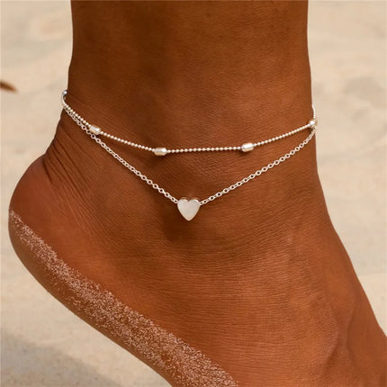 YOBEST Gold Color Double-Layer Anklets For Women Girl New Trend Leg Chain Waterproof Jewelry Gift Party