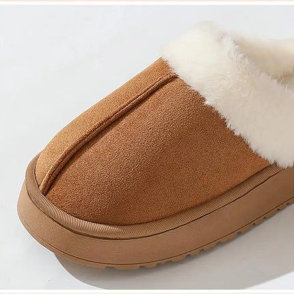 Asgard Plush Women Slippers Thick Sole Non-slip Outdoor Fuzzy Slides Winter New Fur Collar Cotton Shoes Winter Warm Home Slipper