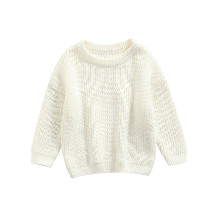 Autumn Winter Newborn Baby Girl Boy Knitted Long Sleeve Sweater Solid Loose Pullover Casual Tops Children Sweater Kids Clothes