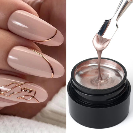 5ml Mirror Chrome Nail Painting Gel Polish, Gold Silver Metallic Drawing French Tips Spider Liner Gel Nail UV Gel Polish Varnish