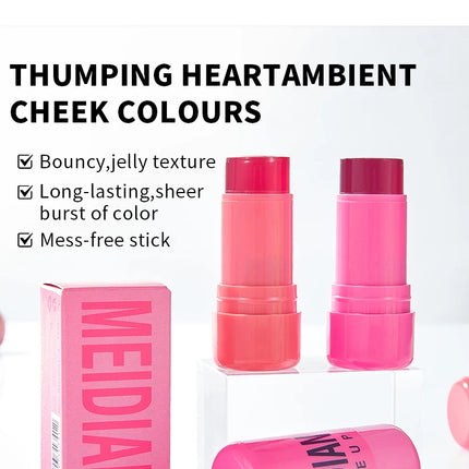 4pcs Matte expansion color, natural nude makeup, lips and cheeks, transparent jelly, powder blusher stick, powder blusher cream