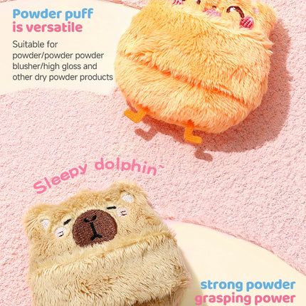 Cute Soft Plush Powder Puff Comfortable Skin-friendly Flocking Material Thick Large Powder Puff for Loose Powder Setting Makeup