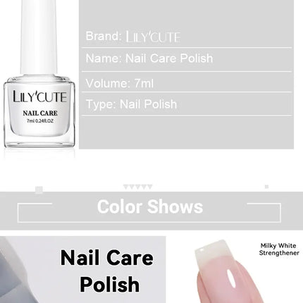 LILYCUTE 7ML Nail Care Polish Milky White Pink Strengthener Effect Long Lasting Care Polish Varnish Fast Drying No Need Lamp