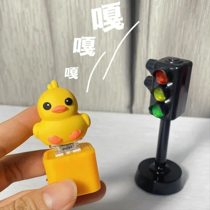 Funny Croaking Frog Duck Luminous Button Keychain Keyboard Fidget Clicker Sound Keyring for Stress Relief Finger Toy Gift Decor
