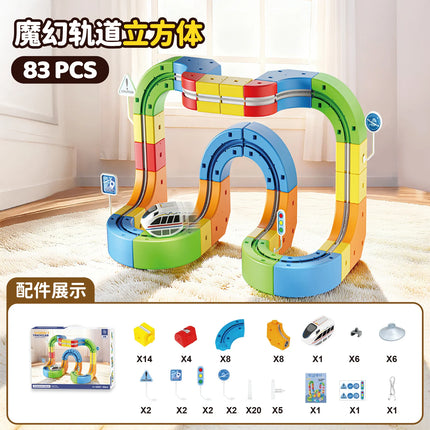 Electric Magnetic Track Set With Anti-Gravity Vehicles - 100+ Pieces Stem Building Toys, Creative Diy Railway For Kids Gift Toy