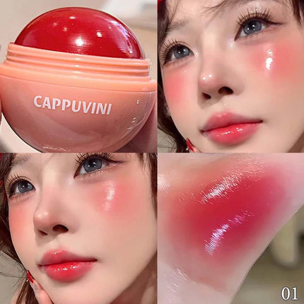 Cappuvini Juice Blush Ball Water Light Blusher Brightening Face Easy Color Multi-Use Blush Makeup Suitable For Lips And Cheeks