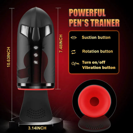 Male Masturbator Penis Training Vibrator Glans Massage Testicle Stimulator Delay Stamina Trainer Blowjob Machine Sex Toy for Men