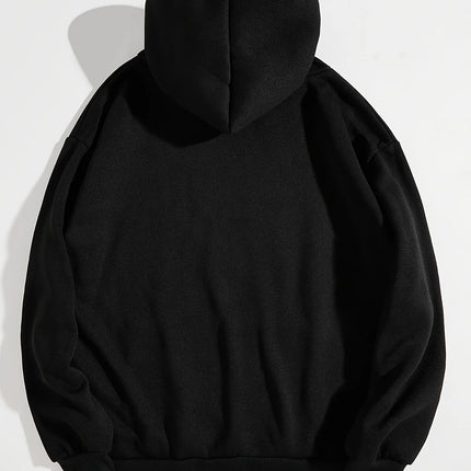 Women's autumn and winter warm and loose casual letter pattern printed velvet long sleeved hooded sweatshirt