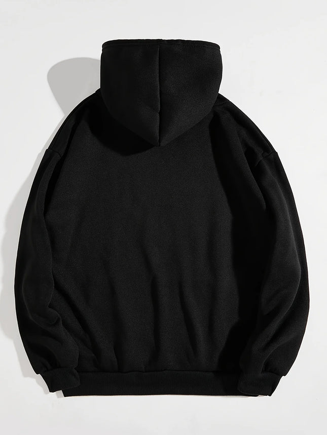 Women's autumn and winter warm and loose casual letter pattern printed velvet long sleeved hooded sweatshirt