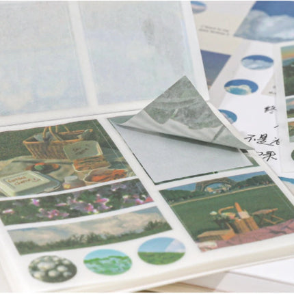 40pcs/pack Washi Paper Ins Stickers Book Aesthetic Scenery Sticker for Scrapbooking Journals Album Diary DIY Paers