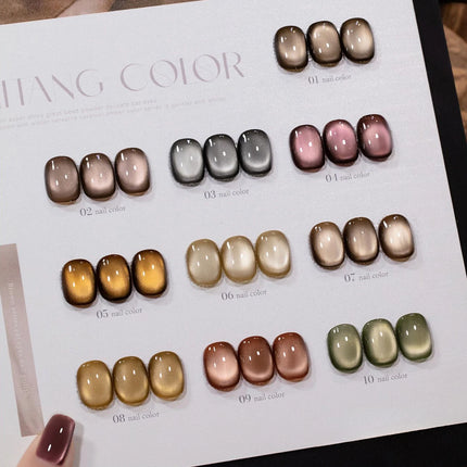 10ML 1-10PCS Winter New Style Hot Selling Black Nails Brown Nails Glass Bead Magnet Cat Eye Nail Polish Nail Set Nail Supplies