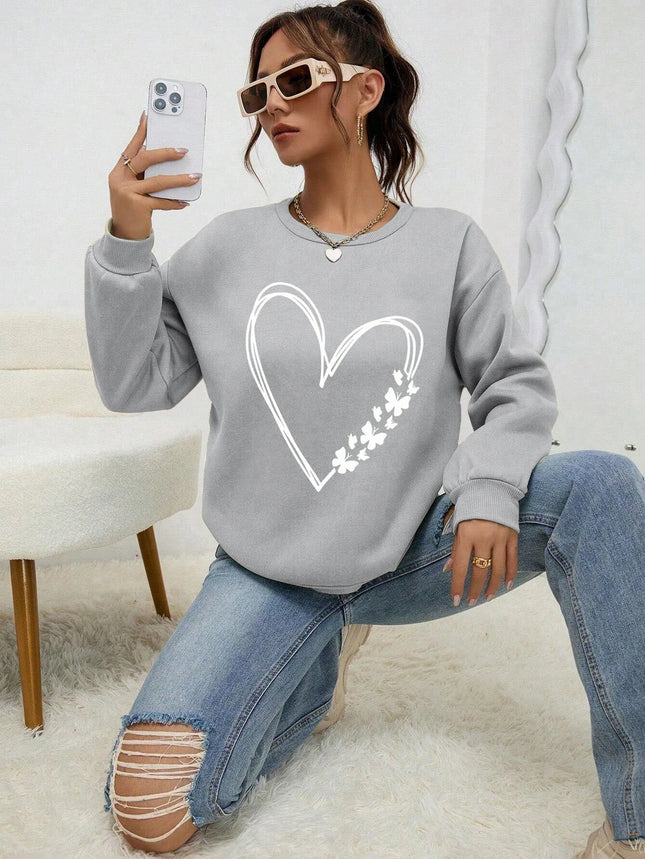 The Great Love At The Edge of Butterflies Design Print Sweatshirt Women Fleece Crewneck Autumn Pullover Soft Sportswear Clothing