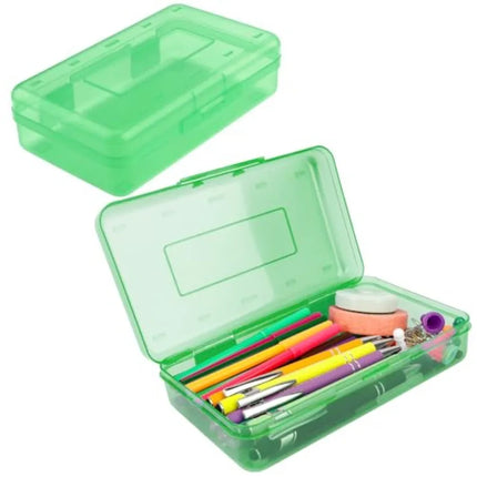 Pencil Box, Pencil Case, Large Capacity Plastic Hard Pencils Case Crayon Box with Snap-Tight Lid Stackable for Adult Student Pe