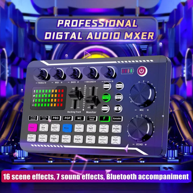 F998 Podcast Live Equipment Bundle, Professional Live Sound Card with Microphone Set Mixer Recording Studio Package Music Singing