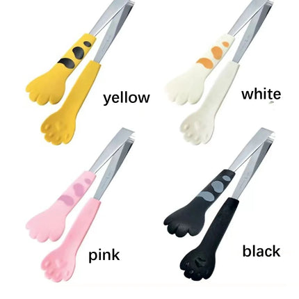 Japanese Cat Paw Shape Food Tongs Cute Cartoon Meal Tongs Stainless Steel Barbecue Tongs Sandwich Baking Clip Kitchen Gadgets