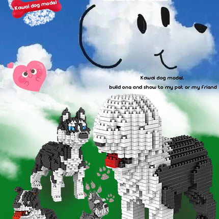 KNEW BUILT Dog Model Mini Building Block Toys Set for Kid Boy Girls Adult Beginner Teddy Hughes Corgi Collie Pet Style Bricks