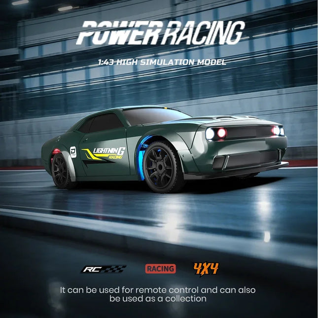 1/43 RC Car 4x4 2.4G Remote Control Racing Drift Vehicle 15km/h High Speed Off-road RTR with 7 Color LED Lights Toys Kids Gift