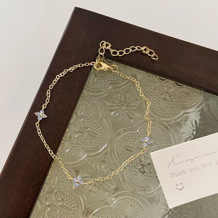 New Stainless Steel Zircon Necklaces for Women 18K Gold Plated Four Leaf Grass Collar Chain Necklace Luxury Jewelry Gift
