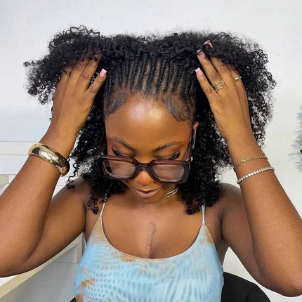 Crochet Human Hair Kinky Curly 120G Knotless Pre-Separated Curly Hair Lightweight Reusable Virgin Hair Extensions Natural Black
