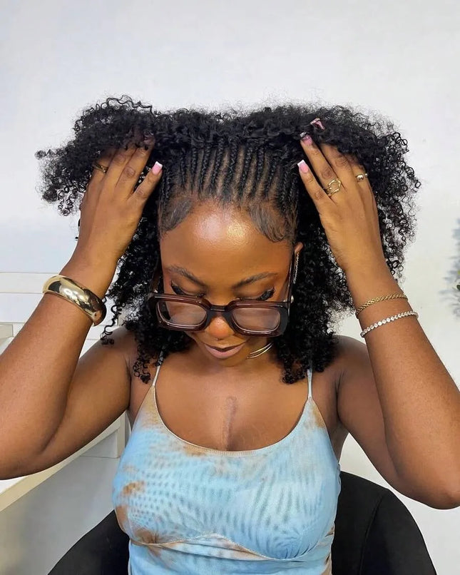 Crochet Human Hair Kinky Curly 120G Knotless Pre-Separated Curly Hair Lightweight Reusable Virgin Hair Extensions Natural Black