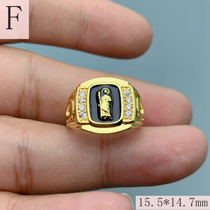 Luxury Shiny Crystal Zircon St. Jude Virgin Mary Open Rings For Women Fashion Lucky Religious Jewelry Birthday Gift