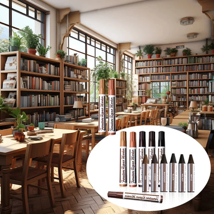 13pcs Wood Scratch Repair Kit Furniture Markers Crayon Sharpener Set Waterproof Pen for Floors Tables Desks Stains Oak Maple