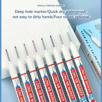 4Pcs/Set 20mm Deep Hole Long Nib Head Markers For Metal Perforating Pen Waterproof Bathroom Woodworking Decoration Multi-Purpose