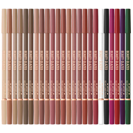 1pc Beauty Glazed Artist Velvet Lipliner Pencil With Sponge brush,Weightless Precise Liner with Super Soft Blendable Texture