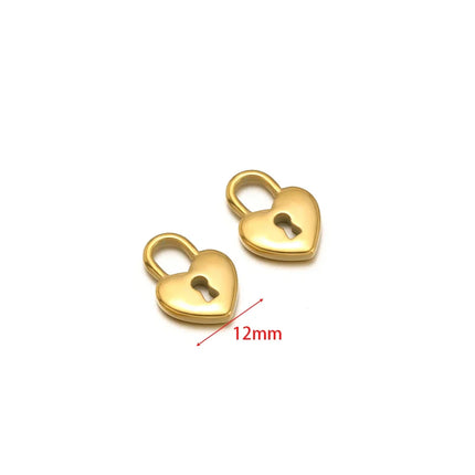 5pcs Gold Plated Stainless Steel Heart Lock Pendants Key Series Love Charms DIY Jewelry Making Necklace Bracelet Fittings Bulk