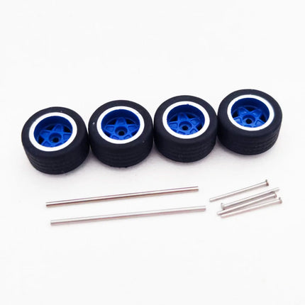 5 Sets 1/64 Alloy Car Model Tires w Shaft Wheels w 25mm Axles for Modify 1:64 Matchbox/Domeka/HW Model Cars No Need Open Chassis