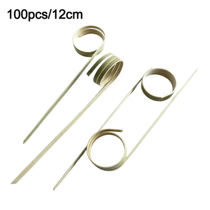 100Pcs Barbeque Bar Tool Kitchen Bar Cocktail Picks Disposable Bamboo Knot Skewers Fruit Forks Stick Household Party Decoration