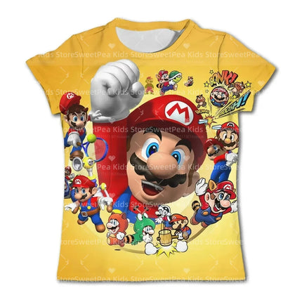 2026 New Anime Super Mario T Shirt Summer Fashion Casual T-shirt Boy Girl Unisex Children's Clothing T Shirt Ventilate Tops