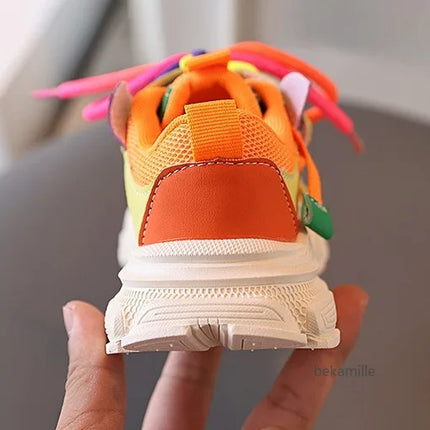 Girls & Boys Casual Sneakers Soft Sole Sports Shoes For Child Autumn colorful