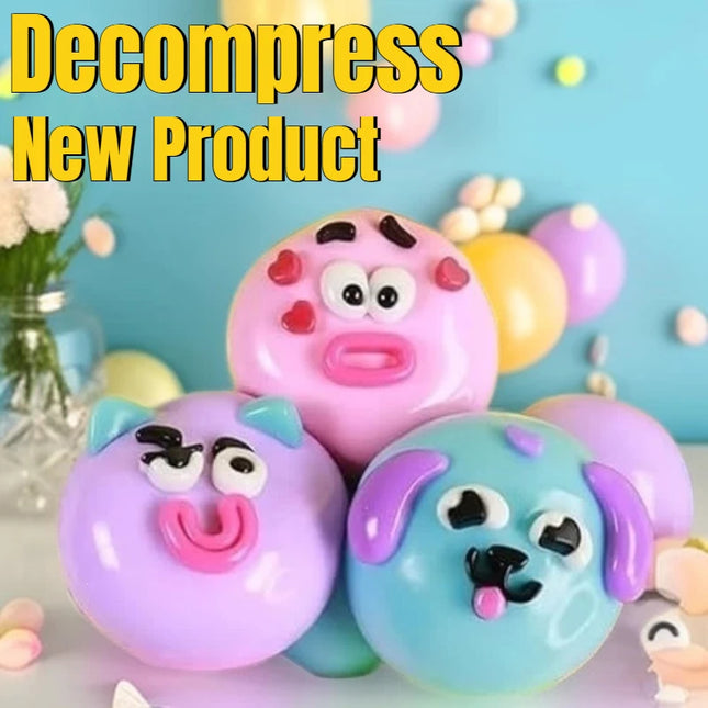 Popular New Creative Dog Facechanging Kneading Soothingball Soft Rubber Breathable Toy Children's and Adult Stressrelieving Tool