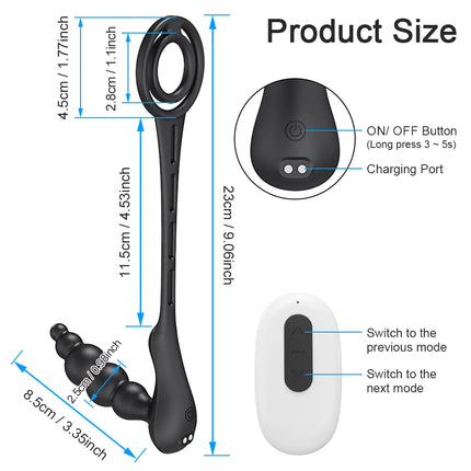Remote Control Vibrating Butt Plug Cock Ring for Men Prostate Massager for Gay Anal Vibrator Penis Ring Adult Sex Toy for Men