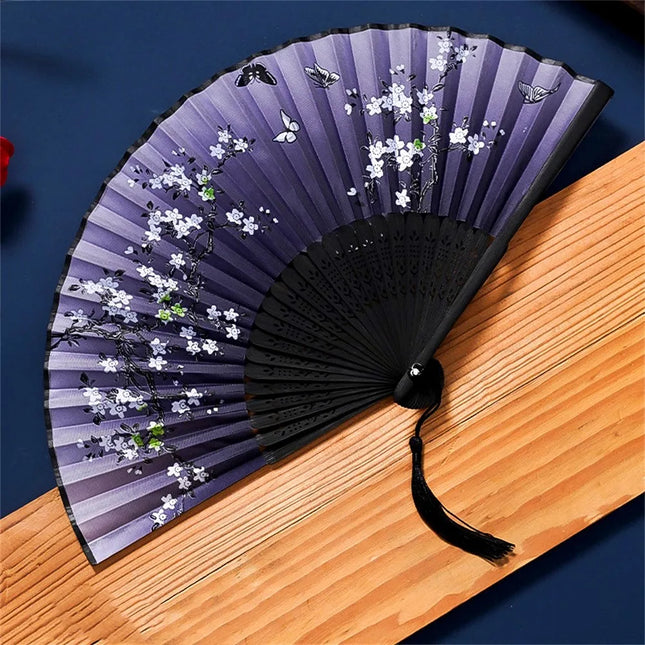Vintage Silk Folding Hand Fan Chinese Japanese Bamboo Fans Craft Gifts Women Dance Performance Props Home Decoration Ornaments