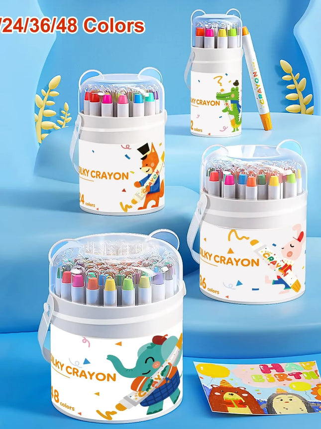12/24/36/48 Color Silky Twistable Crayons, Washable Art Supplies, Multicultural Pastel Gel Crayons, Easy Grip Coloring Gift