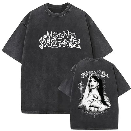 Washed Oversized T-shirt Melanie Martinez Heads Album Men Women Short Sleeve Harajuku Fashion Short Sleeve T-shirt Streetwear