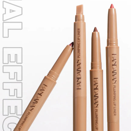 HANDAIYAN Double-Head Waterproof Lip Liner Pen Coffee Brown Outlines Lip Shape Full Lip Contour with Silicone Brush