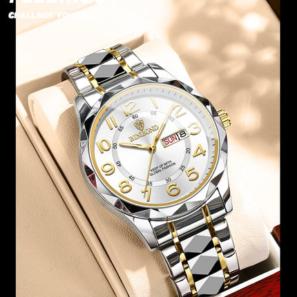 BINBOND Top Brand Luxury Men's Wristwatch Waterproof Luminous Date Week Men's Watches Stainless Steel Quartz Men's Watch Male reloj