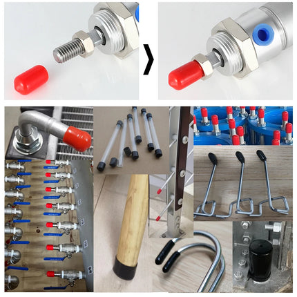 Black Red PVC Rubber End Cap Screw End Cap Plastic Tube Hub Thread Protector Push In Cap Rubber Sleeve Silicone Threaded Cover