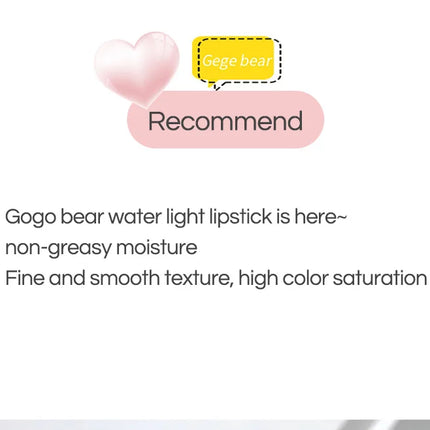 Silky Glossy Lipstick Gege Bear Pump Lips Moisture Water Bomb Comfortable Ultra Sheen Non-Stick Cup Lip Balm