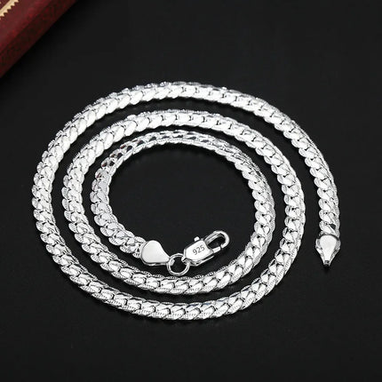 Fine Top Brand Silver Color 6mm Chain Necklace for Woman Men 16-24inch Fashion Wedding Party Jewelry Gift Dropshipping