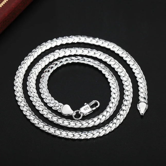 Fine Top Brand Silver Color 6mm Chain Necklace for Woman Men 16-24inch Fashion Wedding Party Jewelry Gift Dropshipping