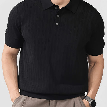 Cool and Stylish Men's Ice-Cold Silk Knitted Polo Shirt for Summer, Trendy Brand Polo Shirt with a Collared Design, Perfect for